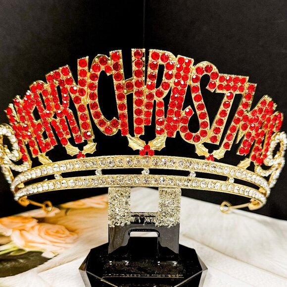 Merry Christmas Crown, Christmas Decor, Christmas Tree Topper, Christmas Gift - Picture 1 of 9